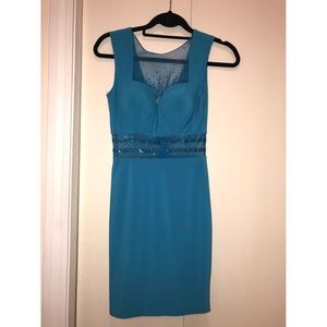 Turquoise illusion cocktail dress